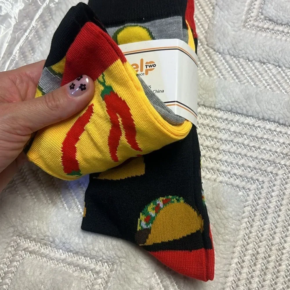 WE HELP - Funky Fiesta Socks - Avocado / Chilis / Tacos